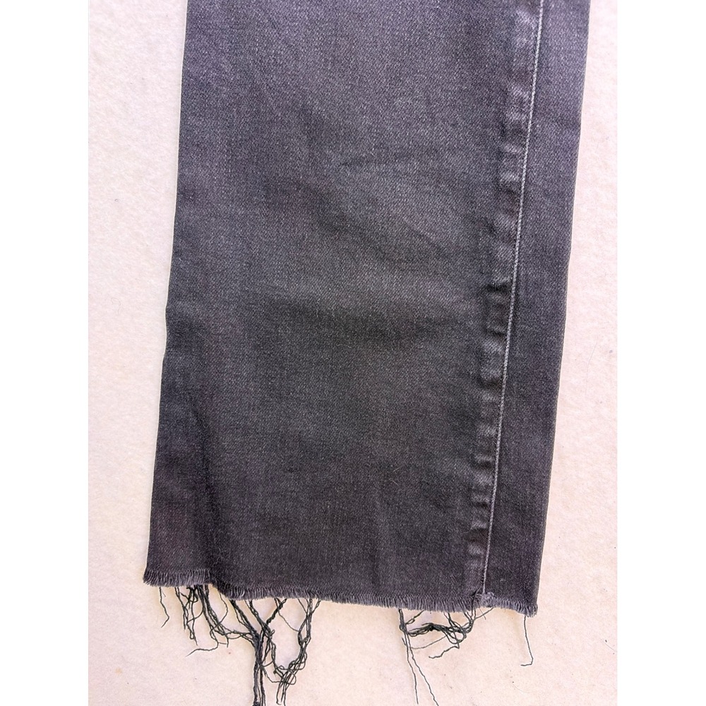 Good American Good Legs Crop Mini Boot Jeans Womens 4/27 Black Button Fly Frayed - Picture 4 of 10